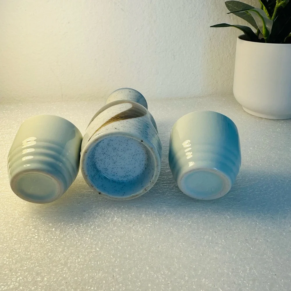 Contemporary Japanese Porcelain Sake Bottle/ No Markers Mark set of 3